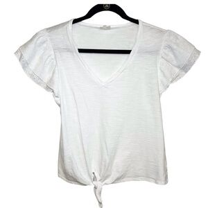 Self Love 100% Cotton Flutter Sleeve White t-shirt Size: Medium